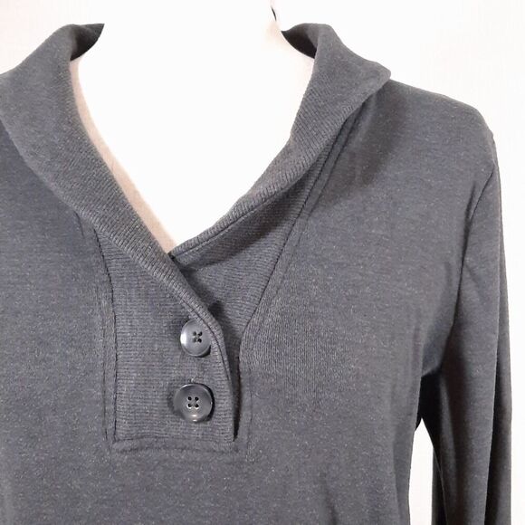 Banana Republic Women's Sweatshirt Size Small Jersey Buttoned Ribbed Shawl Neck - Picture 4 of 14
